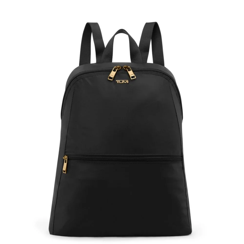 NWOT Tumi Just in Case Backpack in Black and Gold